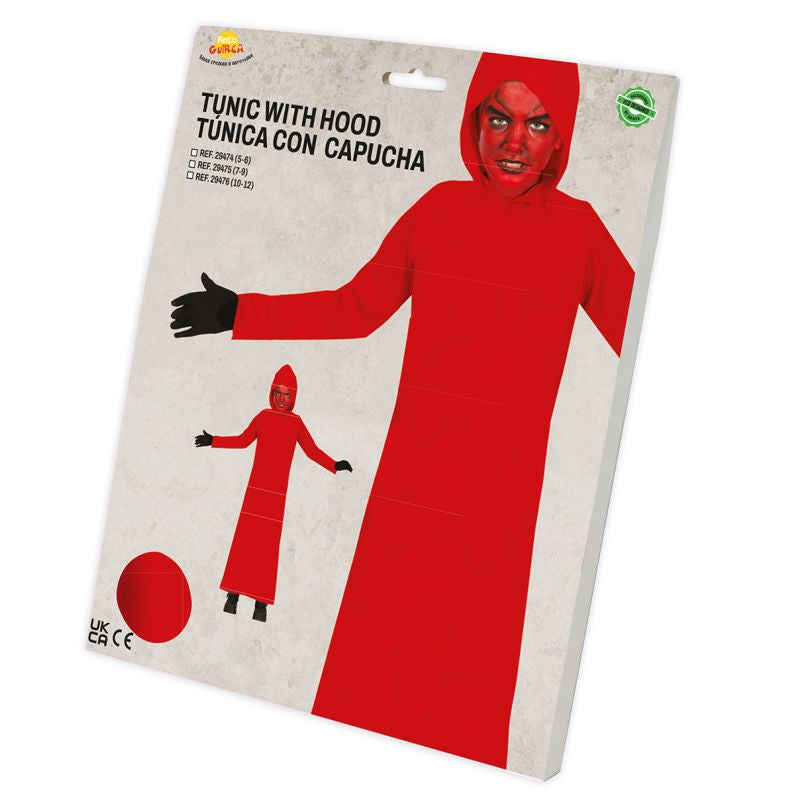 Túnica Con Capucha roja para niño Packaging