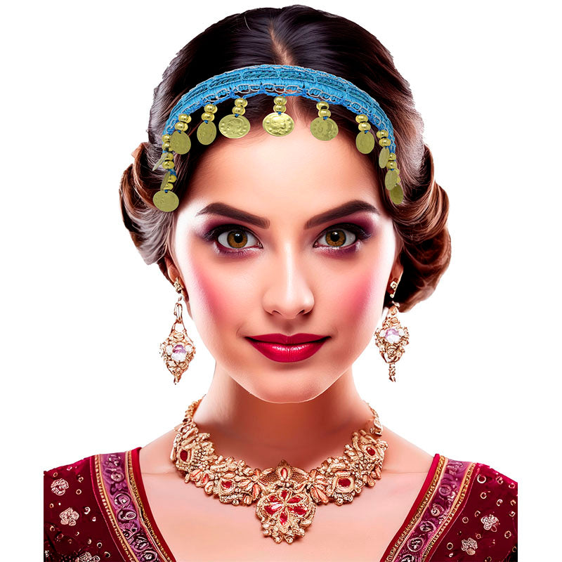 Diadema monedas azul claro