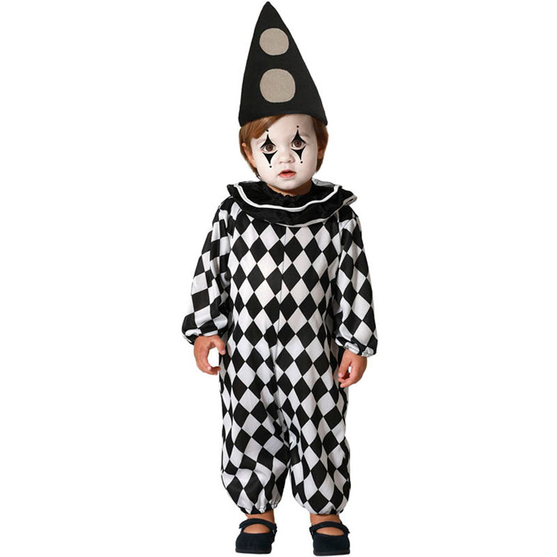 Disfraz para bebé de Arlequín blanco y negro