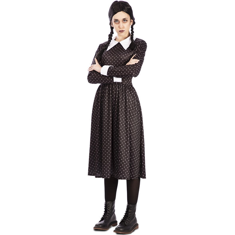 Disfraz de Miércoles Addams tétrica para mujer