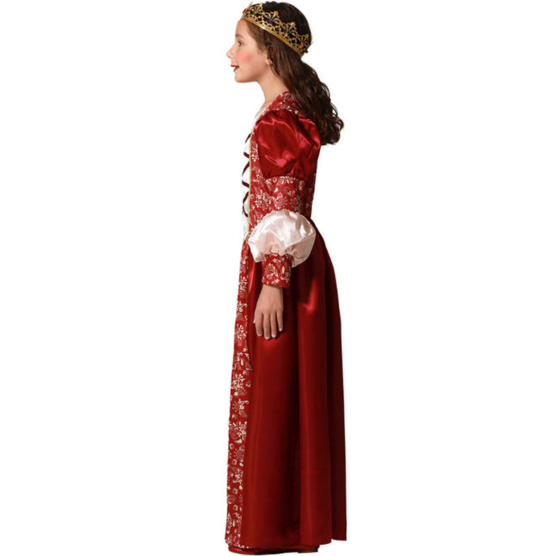Disfraz para niña de Reina medieval roja Perfil