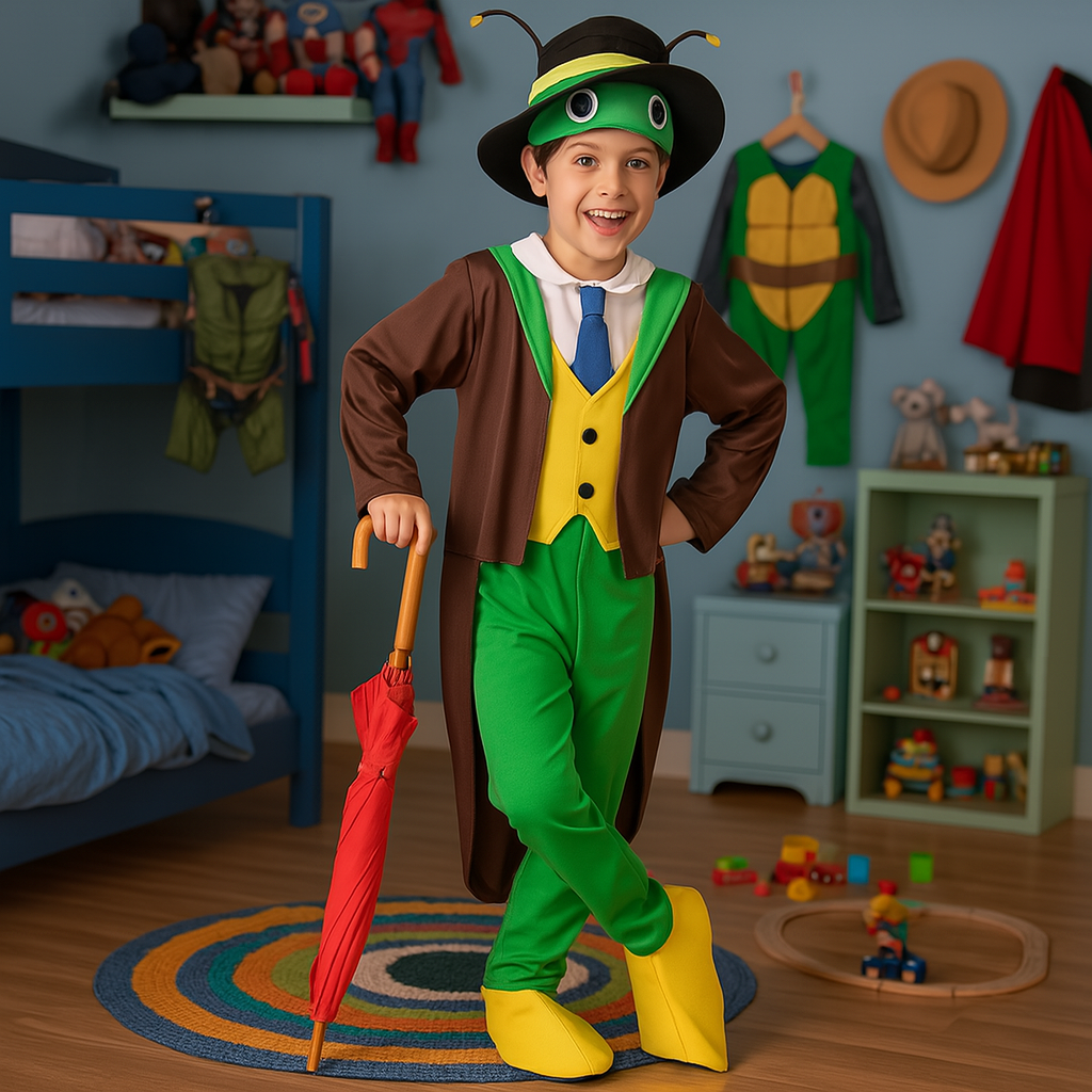 Fato de Grilo do conto de Pinóquio para menino