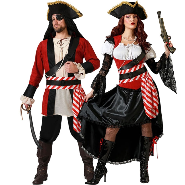 Fatos de casal Piratas Vermelhos