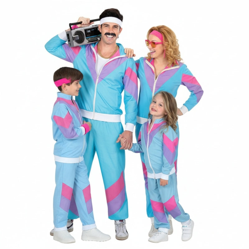 Grupo de Fato de treino azul retro