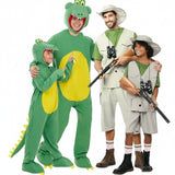 Grupo de Exploradores e crocodilos selvagens