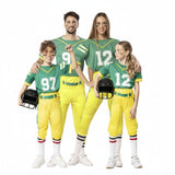 Grupo de Jogadores de futebol americano com uniformes verdes