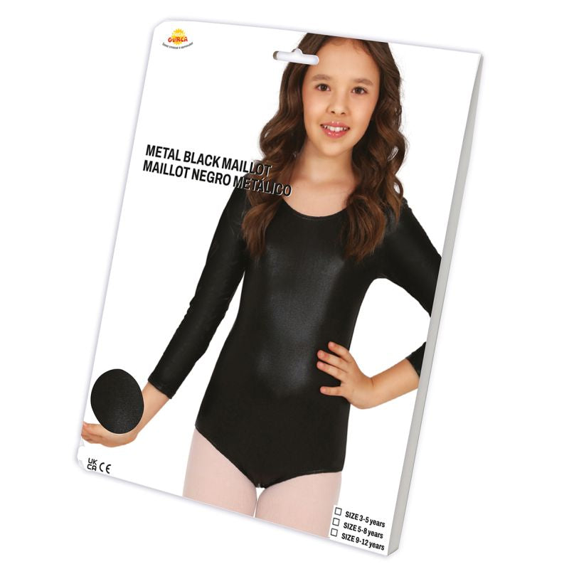 Disfraz de Body Negro Metalizado Manga Larga para niña Packaging