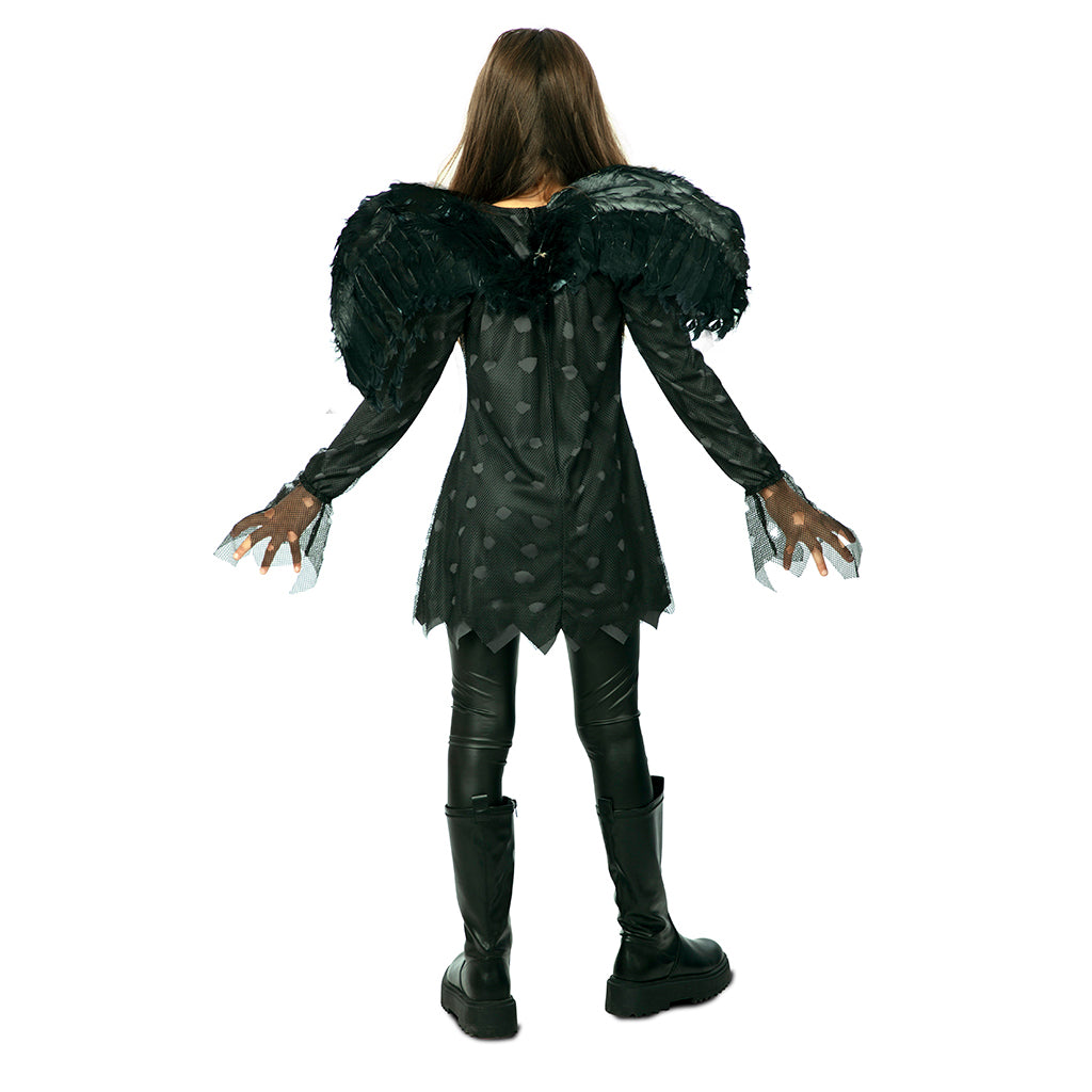 Disfraz Ángel Negro para niña Espalda
