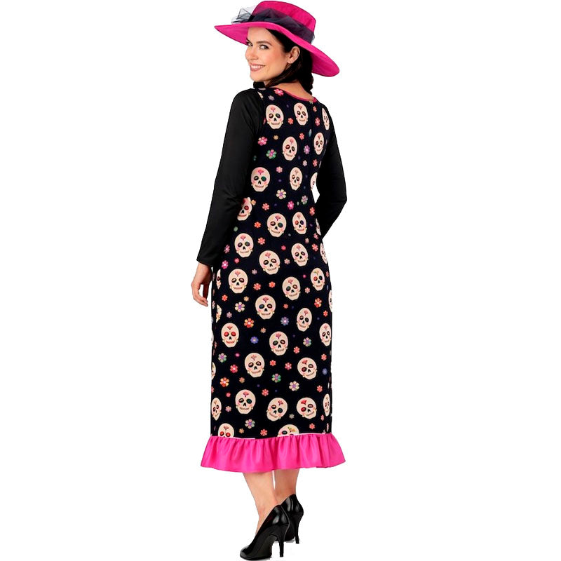 Disfraz de Catrina Mexicana para mujer espalda