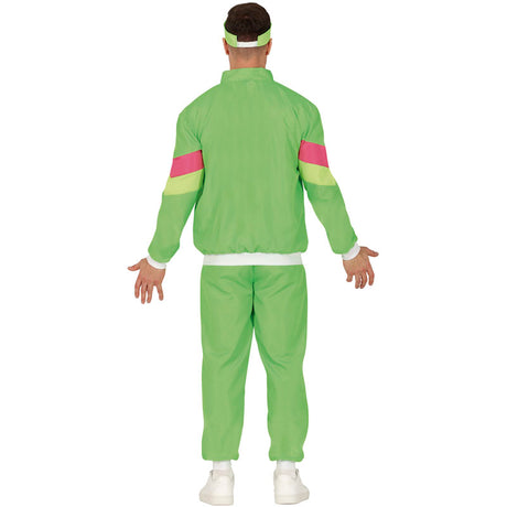 Disfraz de Chándal verde neón para hombre Espalda