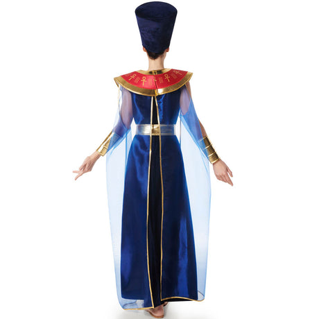 Disfraz de Egipcia terciopelo azul para mujer Espalda