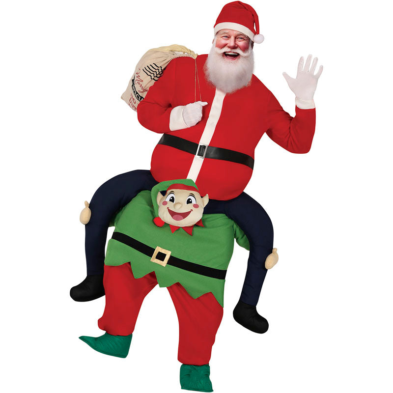 Disfraz de Elfo con Papá Noel a hombros adulto unisex