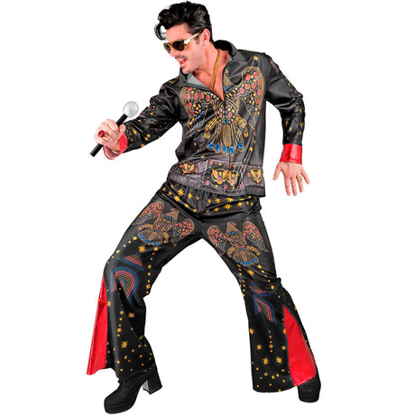 Disfraz de Elvis Rock and Roll negro para hombre
