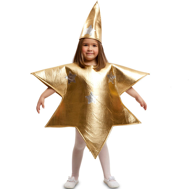 Disfraz de Estrella Dorada Metalizada de Navidad Infantil