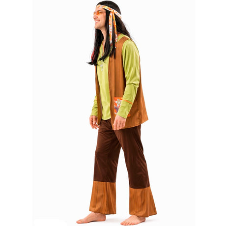 Disfraz de Hippie Marrón Hombre perfil