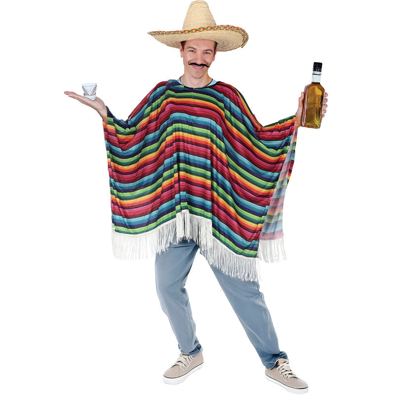 Disfraz de Poncho Mexicano Azteca adulto unisex