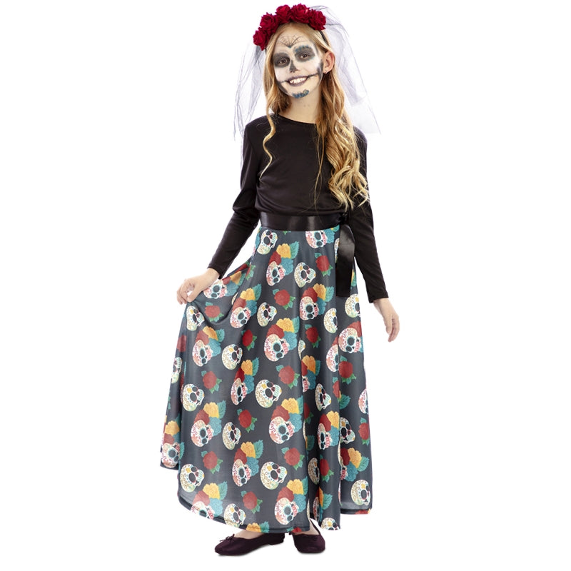 Disfraz Falda Día de los Muertos para niña