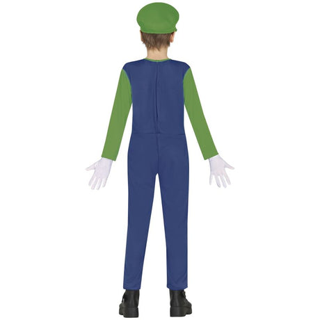 Disfraz de Súper Fontanero Luigi para niño Espalda