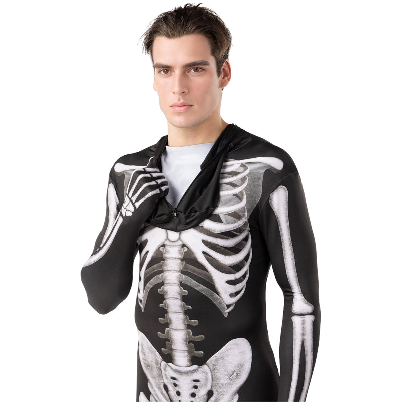 Disfraz de Esqueleto Muerte segunda piel para hombre Detalle