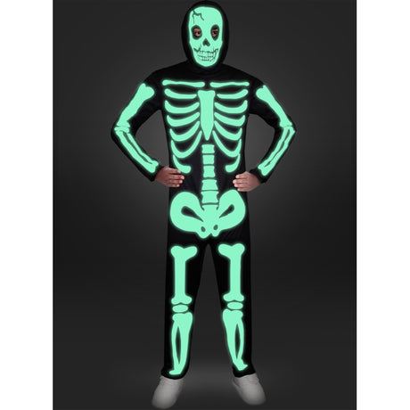 Disfraz de Esqueleto brilla en la oscuridad para niño Bis