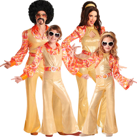 Disfraces Disco Dorado Años 70 para grupos y familias