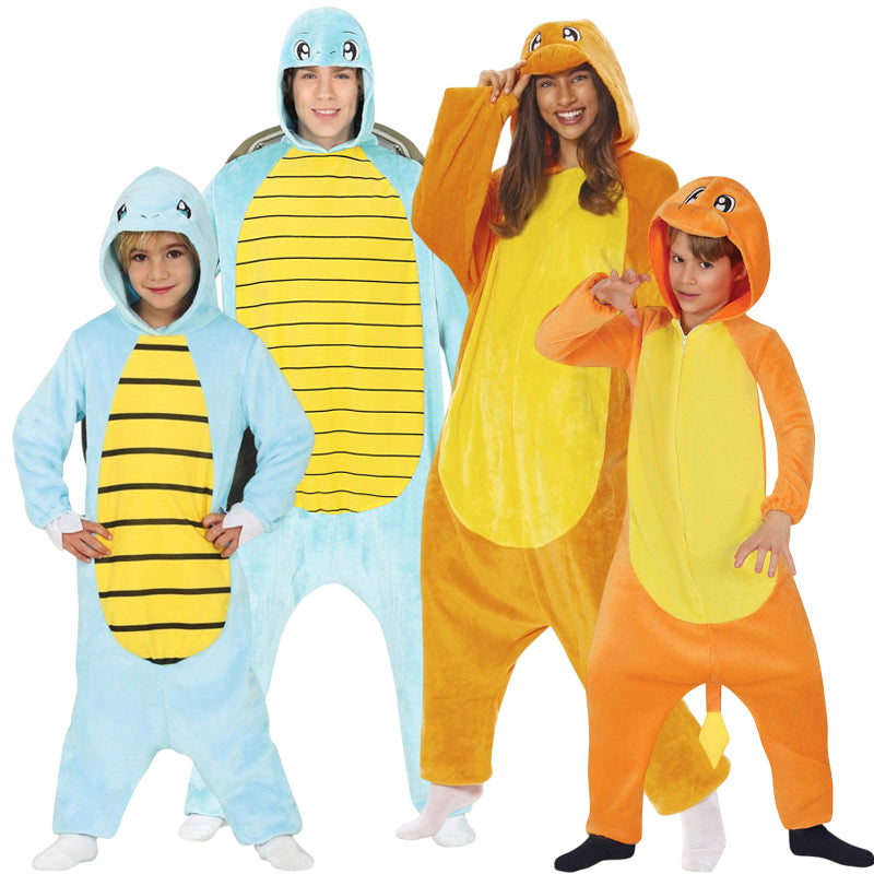 Disfraces Squirtle y Charmander de Pokémon para grupos y familias