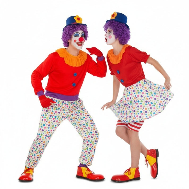 Fatos de casal Palhaços Coloridos