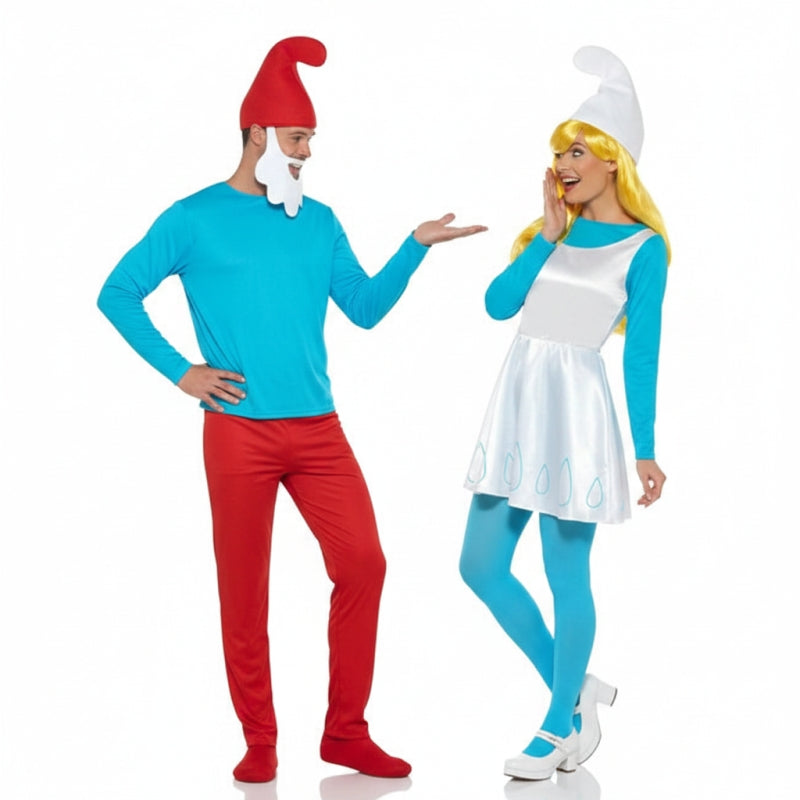 Fatos de casal Papai Smurf e Smurfette