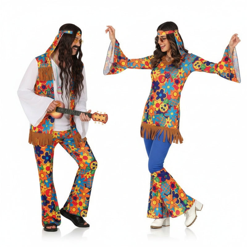 Fatos de casal Hippies Floridos