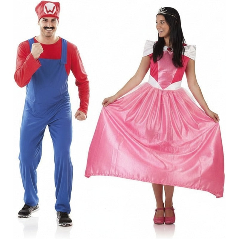 Fatos de casal Mario Bros e Princesa Peach