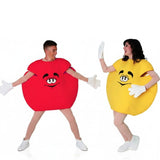 Fatos de casal doces vermelho e amarelo