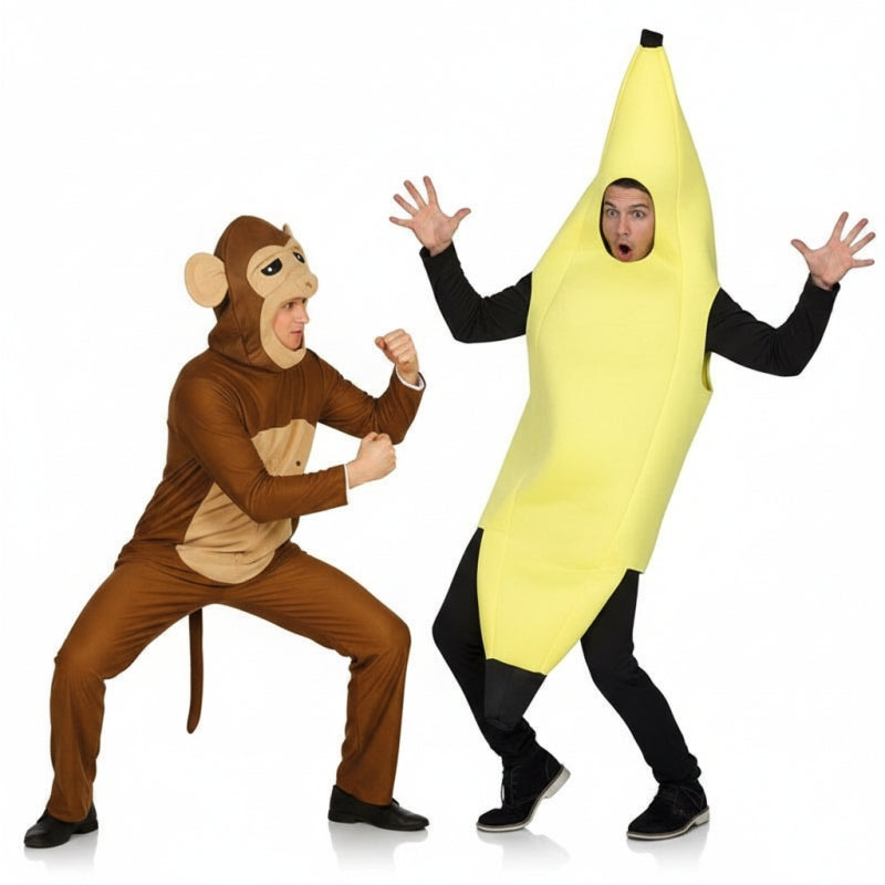 Fatos de casal Macaco e banana