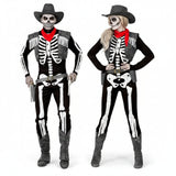 Fatos de casal esqueletos cowboy