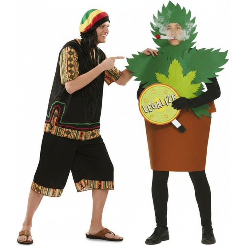 Fatos de casal Rastafari e Planta Marijuana