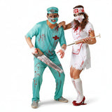 Fatos de casal Cirurgião e enfermeira zombie
