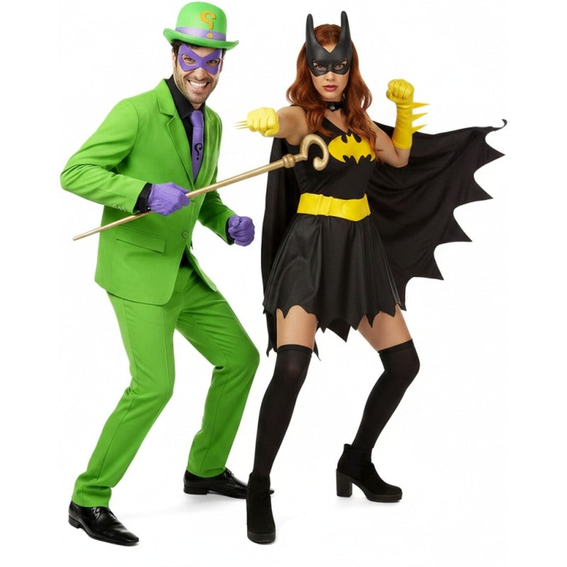 Fatos de casal Charada e Batgirl de Gotham