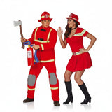 Fatos de casal Bombeiros com uniforme vermelho