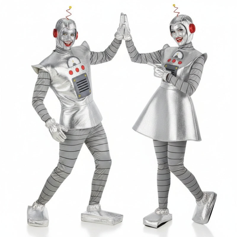 Fatos de casal Robôs prateados