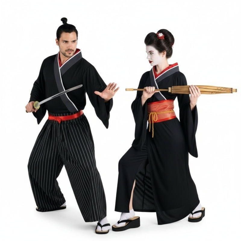 Fatos de casal Samurais e gueixas do Japão antigo