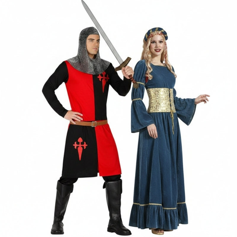 Fatos de casal Soldado medieval e donzela
