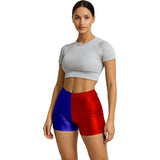 Pantalón Corto de disfraz Azul y Rojo Metalizado para mujer