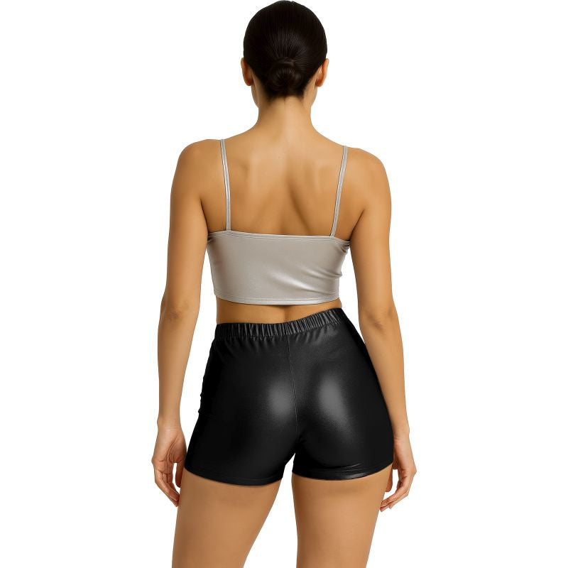 Pantalón Corto de disfraz Negro Metalizado para mujer Espalda