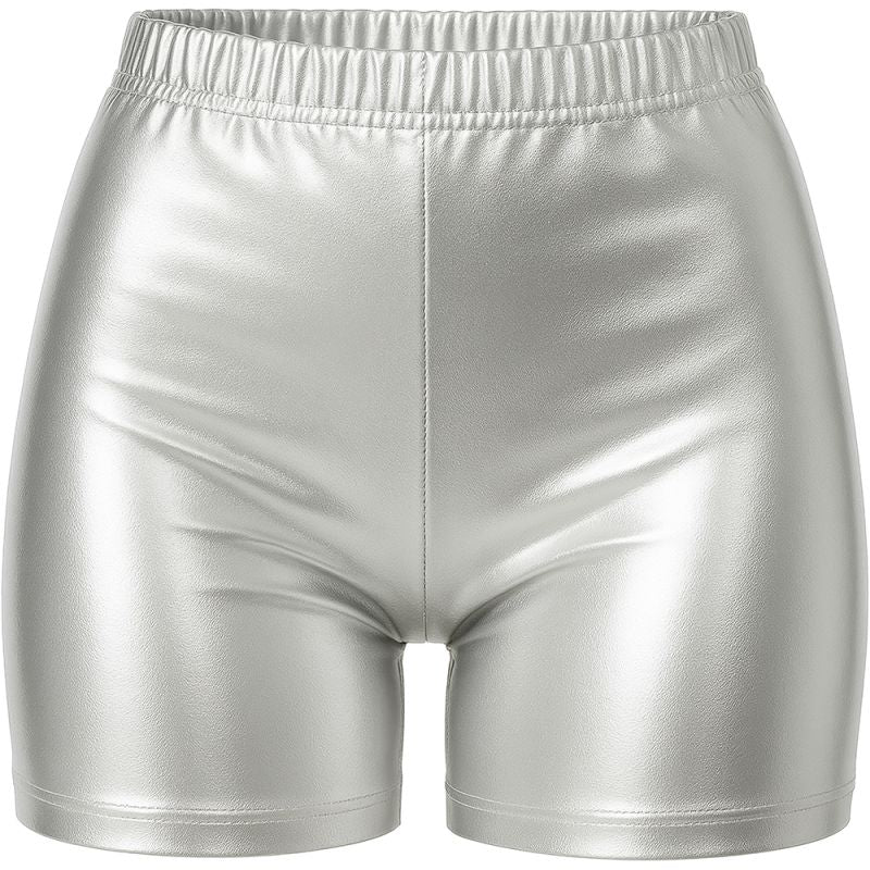 Pantalón Corto de disfraz Plata Metalizado para mujer Detalle