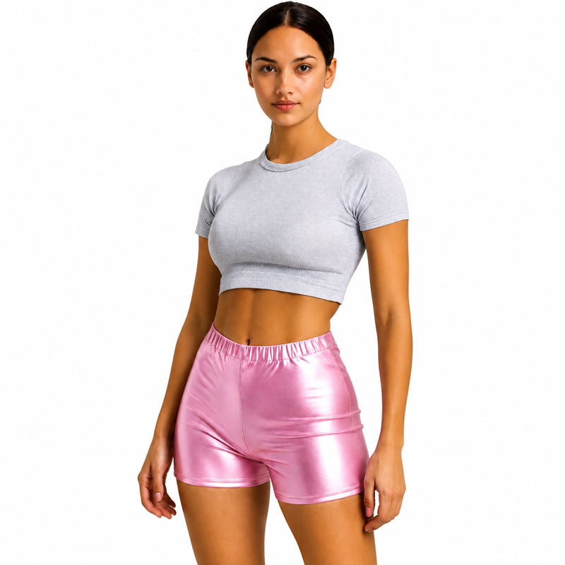 Pantalón Corto de disfraz Rosa Metalizado para mujer