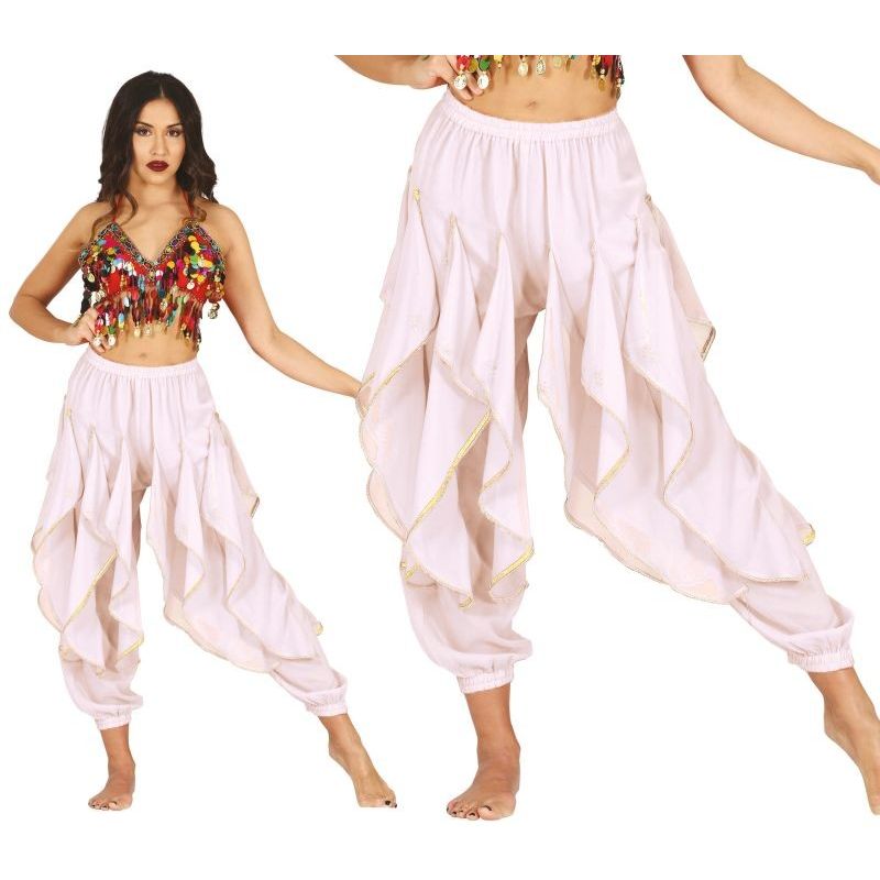 Pantalón de disfraz Danza Del Vientre Blanco Deluxe para mujer