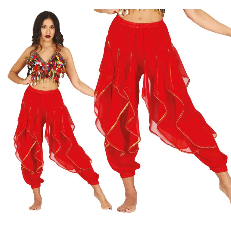 Pantalón de disfraz Danza Del Vientre Rojo Deluxe para mujer Detalle