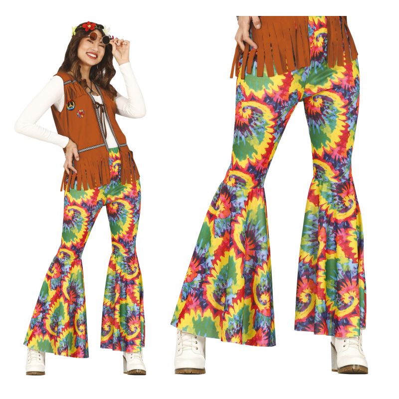 Pantalón de disfraz Hippie Estampado para mujer Detalle