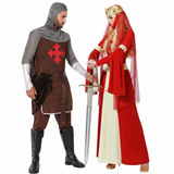 Fatos de casal Cavaleiro medieval e princesa