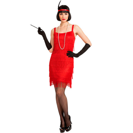 Disfraz de Charlestón rojo con flecos para mujer Bis