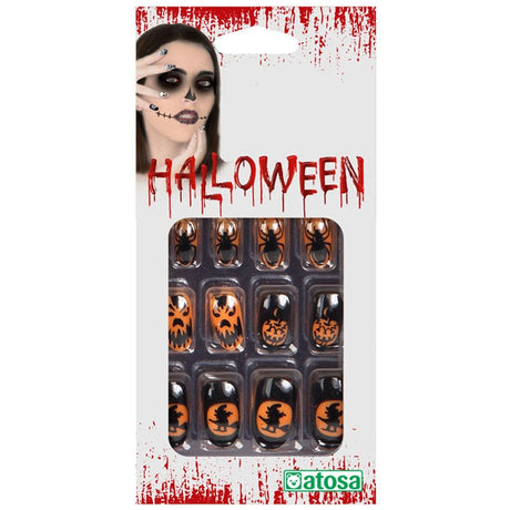 Uñas Halloween de color naranja oscuro